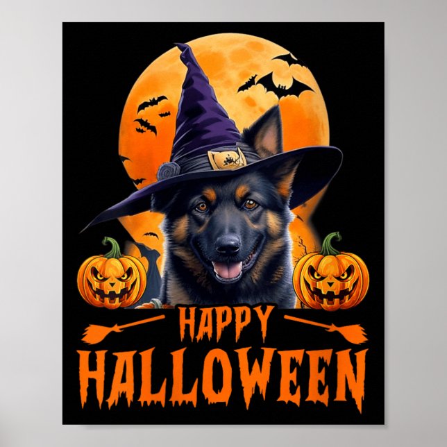 Póster Feliz Halloween Perro Mujer 1 (Frente)