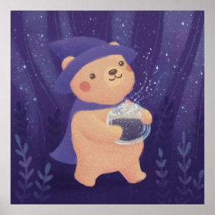 Póster Feliz Halloween: Teddy, el Ilustracion Brujo