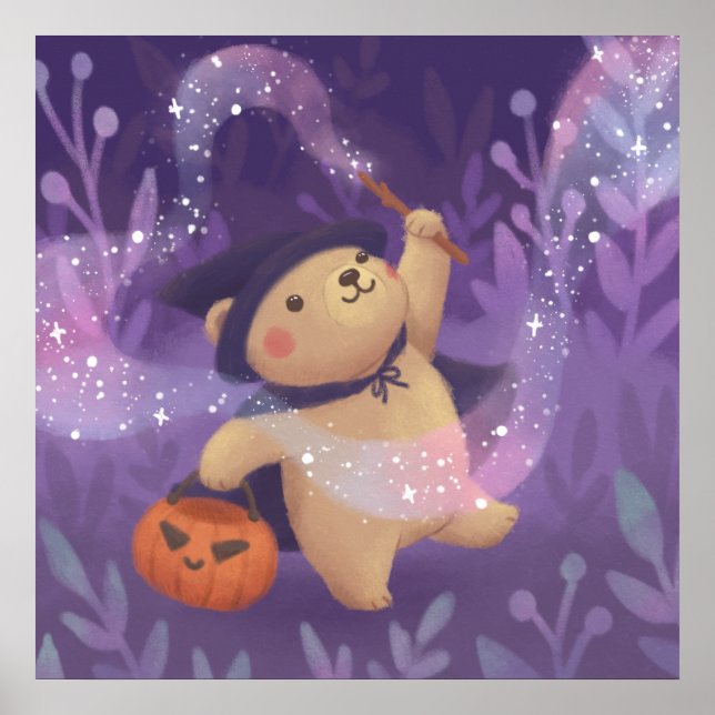 Póster Feliz Halloween: Teddy la Bruja (Frente)