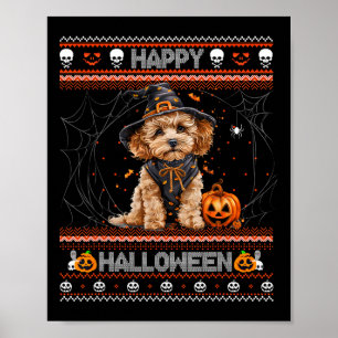 Póster Feliz Halloween Ugly Poodle Howl-o-ween Pumpkin Do