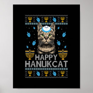 Póster Feliz Hanukcat Ugly Hanukkah Sweater Maine Coon Ca