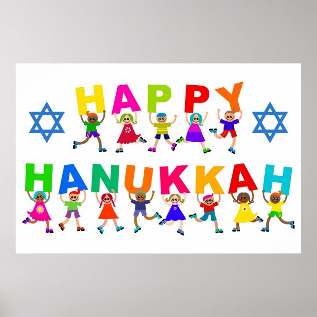 Póster Feliz Hanukkah lindo Personalizado Diversos niños  (Frente)
