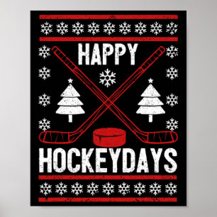 Póster Feliz Hockeydays Divertido Navidades Jugador de Ho