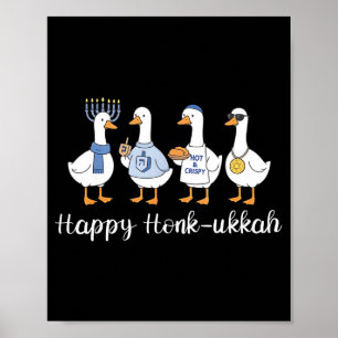 Póster Feliz Honk-ukkah Janucá Pato Tonto Mujeres Hombres
