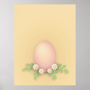 Póster Feliz Huevo y Flores de Pascua