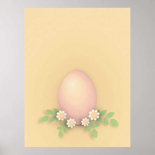 Póster Feliz Huevo y Flores de Pascua (Frente)