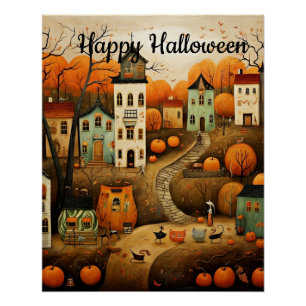 Póster Feliz ilustracion colorido de Halloween