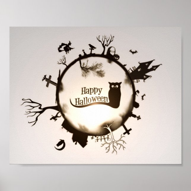 Póster Feliz Ilustracion de Halloween (Frente)