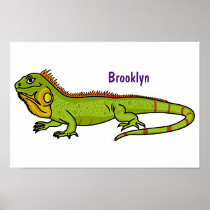 Póster Feliz ilustracion personalizado de iguana verde