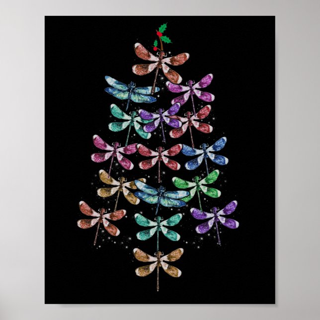 Póster Feliz insecto navideño Lover Xmas Dragonfly (Frente)