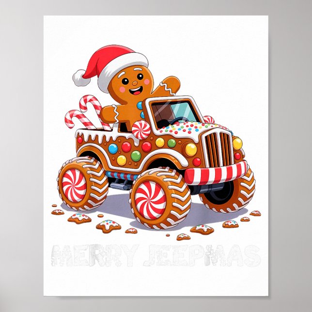 Póster Feliz Jeepmas Luz Fea Reno Navidad _1  (Frente)