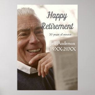Póster Feliz jubilación agregar nombre foto años de servi