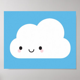 Póster Feliz Kawaii Cloud