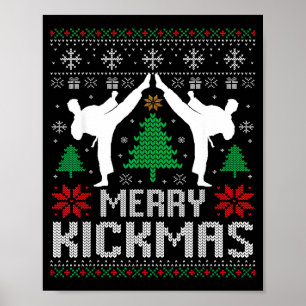 Póster Feliz Kickmas Karate Jiu Jitsu Feo Navidad Xmas