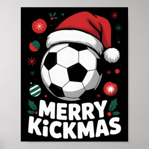 Póster Feliz Kickmas Navidad Santa Fútbol Ll Gráfico Ki