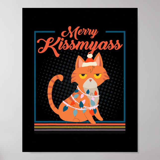 Póster Feliz Kissmyass Grumpy Gracioso gato de Navidades  (Frente)