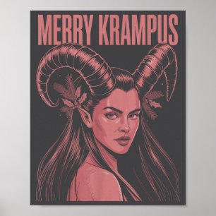 Póster Feliz Krampus Irónico Lilith Navidad Oscuro Femeni