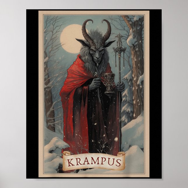 Póster Feliz Krampus Navidad Xmas Horror Suéter Feo E (Frente)