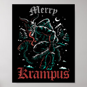 Póster Feliz Krampus Navidades Navidad Horror Mala Paja