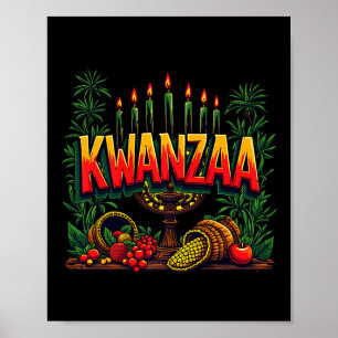 Póster Feliz Kwanzaa a los hombres Navidades afroamerican
