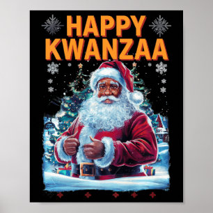 Póster Feliz Kwanzaa Feliz Navidad African American Hoi