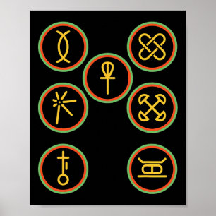 Póster Feliz Kwanzaa Kinara-Seven Badges Principles Of Kw