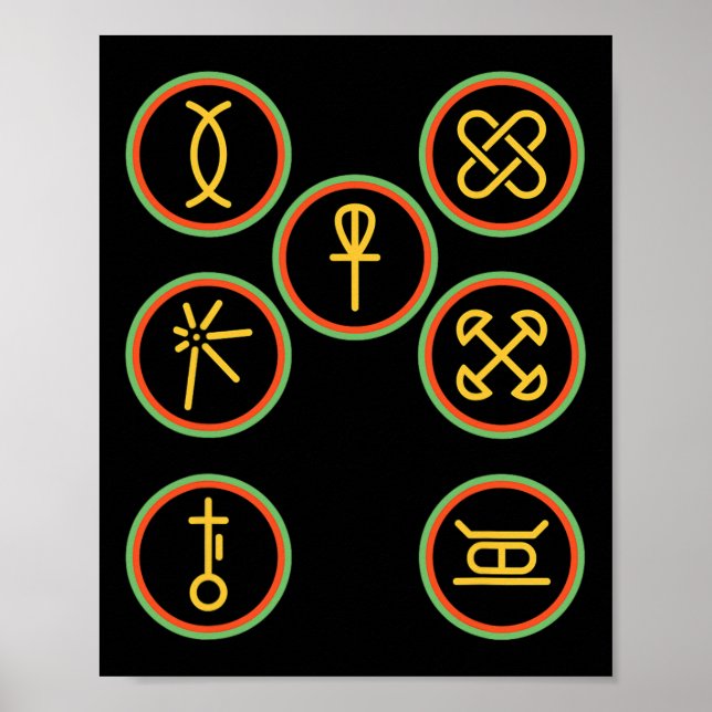 Póster Feliz Kwanzaa Kinara-Seven Badges Principles Of Kw (Frente)