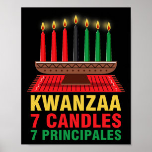 Póster Feliz Kwanzaa Kinara Siete Principios Velas Pan