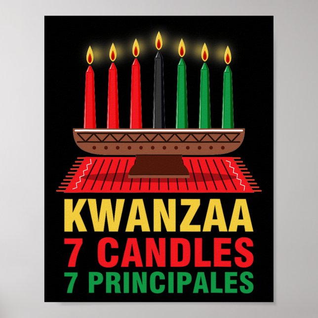Póster Feliz Kwanzaa Kinara Siete Principios Velas Pan (Frente)