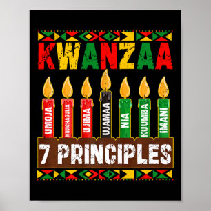 Póster Feliz Kwanzaa Kinara Siete Principios Velas Pan