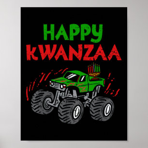 Póster Feliz Kwanzaa Kinara Siete Velas Monstruo K