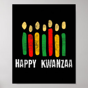 Póster Feliz Kwanzaa Kinara Siete Velas Principios de K