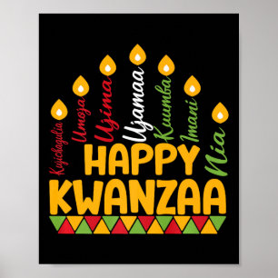 Póster Feliz Kwanzaa Kinara Siete Velas Principios de K