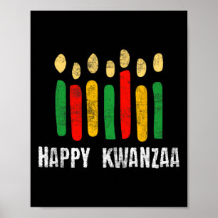 Póster Feliz Kwanzaa Kinara Siete Velas Principios de K