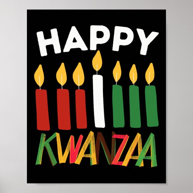 Póster Feliz Kwanzaa Kinara Siete Velas Principios de K (Frente)
