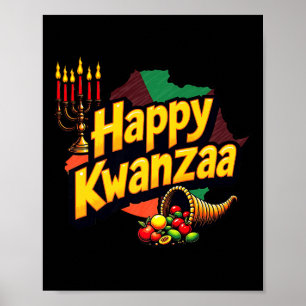 Póster Feliz Kwanzaa Navidades afroamericanos Feliz Kwanz
