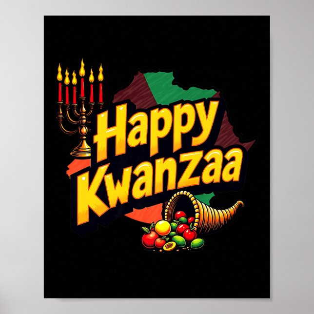 Póster Feliz Kwanzaa Navidades afroamericanos Feliz Kwanz (Frente)