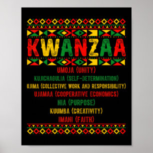 Póster Feliz Kwanzaa Pajama Kinara Principios de velas Pa