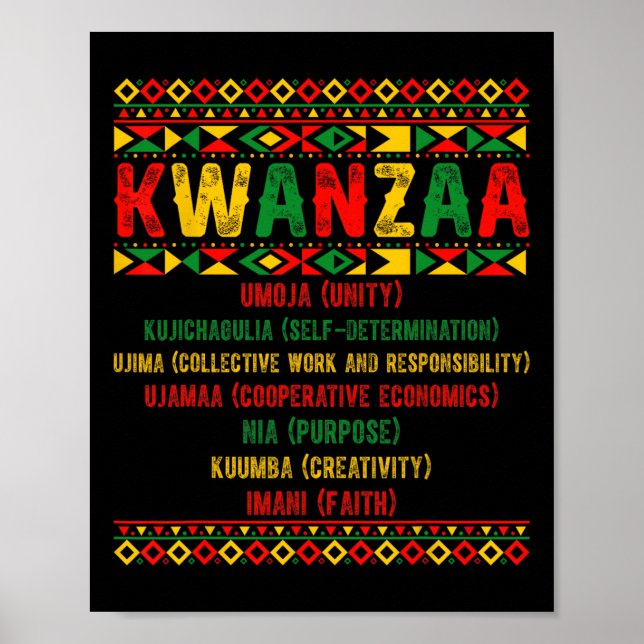Póster Feliz Kwanzaa Pajama Kinara Principios de velas Pa (Frente)