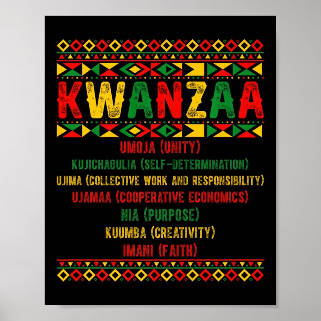 Póster Feliz Kwanzaa Pajama Kinara Principios de velas Pa (Frente)