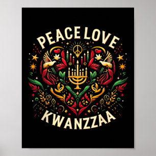 Póster Feliz Kwanzaa Paz con amor Kwanzaa African Amer