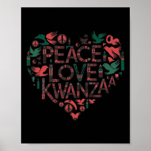 Póster Feliz Kwanzaa Paz con amor Kwanzaa African Amer