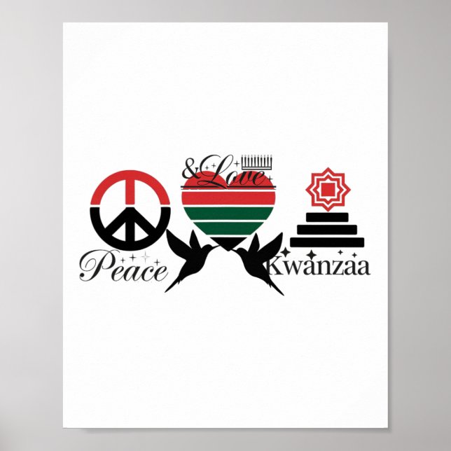 Póster Feliz Kwanzaa Paz con amor Kwanzaa African Amer (Frente)