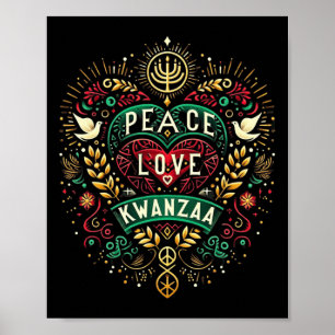 Póster Feliz Kwanzaa Paz con amor Kwanzaa African Amer
