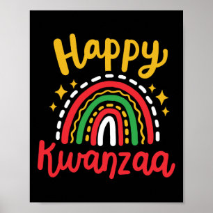 Póster Feliz Kwanzaa Retro Groovy Rainbow African America