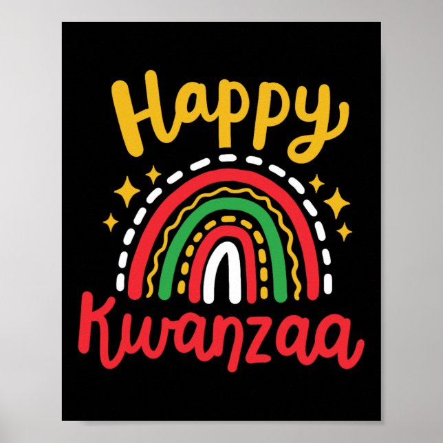 Póster Feliz Kwanzaa Retro Groovy Rainbow African America (Frente)