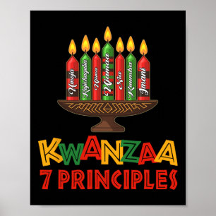 Póster Feliz Kwanzaa Siete Principios De Kwanzaa - Kinara
