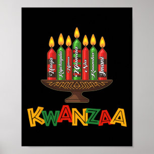 Póster Feliz Kwanzaa Siete Principios De Kwanzaa - Kinara