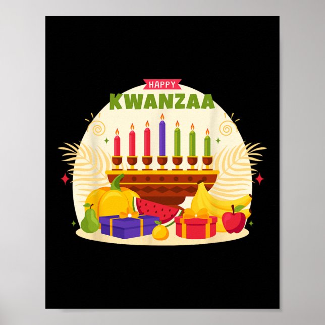 Póster Feliz Kwanzaa Siete Principios De Kwanzaa Kinara M (Frente)