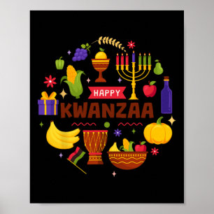 Póster Feliz Kwanzaa Siete Principios De Kwanzaa Kinara M
